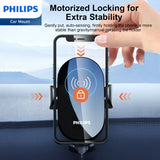 Philips Wireless Car Charger, 15W Qi Fast Charging Car Charger Phone Mount , Auto-Clamping Phone Holder with Suction Cup Holder & Air Vent Clip, fit for iPhone 14 13 12 11 Pro Max Xs, Samsung Galaxy S23 Ultra S22 S21 S20, S10+ S9+ Note 9, etc DLK3525Q