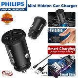 Philips Dual USB-A Port Car Charger with Lightning Cable (DLP2510L)