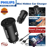 Philips Dual USB-A Port Car Charger with USB-C Cable (DLP2510T)