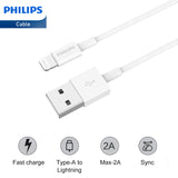 Philips Accessories USB-A to Lightning Charging Cable 1.25m. (White) DLC4576V