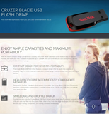 SanDisk Cruzer Blade USB Flash Pen Drive Micro SD 16GB 32GB 64GB 128GB Memory Adapter