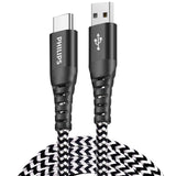 PHILIPS USB Type C Cable, USB-A to USB-C Black Braided Fast Charging Cable, Compatible with iPad Pro, iPhone 15, MacBook, Samsung Galaxy, Google Pixel (200cm USB-A to Type-C Cable) DLC4573A