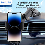 Philips 10W Qi Wireless Charging Car Mount, Auto-Clamping Phone Holder with Suction Cup Holder & Air Vent Clip for iPhone 14 13 12 11 Pro Max Xs, Samsung Galaxy S23 Ultra, etc DLK3532Q