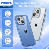 Philips Case for iPhone 15 Plus, Anti-Scratch Ultra Crystal Clear Back Case, Hard PC Back & Soft TPU, Non-Yellowing Full Bumper Protective Protection Phone Cover Case Anti-Slip Dustproof Shockproof DLK6117T