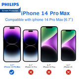Philips HD Ceramic Screen Protector Film for iPhone 14 Pro Max, TPU Flexible Clear Explosion-proof Nano Coated Filter Anti-Oil Anti-Shatter Anti-Fingerprint Full Coverage Hardness 9H DLK7106