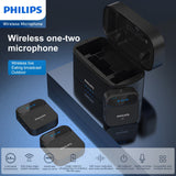 Philips 2.4 GHz Wireless Microphone, 360° Sound Collecting, Pin Microphone DLM3538C  with Charging Case