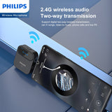 Philips 2.4 GHz Wireless Microphone, 360° Sound Collecting, Pin Microphone DLM3538C  with Charging Case