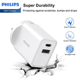 Philips 20W Power Adapter Wall Charger with 1.25m USB-C to Lightning Cable DLP4342L