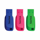 SanDisk Cruzer Blade USB Flash Drive 32GB 3 Pack (Bright colour)