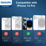 Philips for iPhone 14 Pro Case Clear, Supports Magnetic Wireless Charging, Non-Yellowing Shockproof Phone Bumper Cover【100 Times Drop Test】【Compatible with MagSafe】 DLK6107T