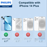 Philips for iPhone 14 Plus Case Clear, Supports Magnetic Wireless Charging, Non-Yellowing Shockproof Phone Bumper Cover【100 Times Drop Test】【Compatible with MagSafe】 DLK6108T