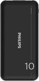 Philips 10000mAh PD Power Bank 5V/3A with Dual USB A and USB-C Input Ports, Portable Charger Battery Pack Fast Charging Universal Power Bank Black DLP1810CB/00