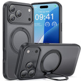 BUCKKO Metal 360° Rotate Stand Protective Case With MagSafe for iPhone - iPhone 16 Pro Max / Black