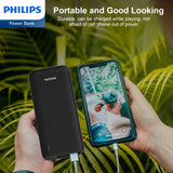 Philips Mobile Battery Power Bank 10,000mAh PD High capacity Lightweight Fasr-charging Two USB ports for simultaneous charging of two devices Compatible with various iPhone iPad Android DLP1813