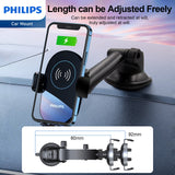 Philips 15W Qi Wireless Fast-Charging Car Mount fit for iPhone 16 15 14 13 12 11 Pro Max Xs, Samsung Galaxy S23 Ultra S22 S21 S20, S10+ S9+ Note 9, etc DLK3525Q