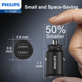 Philips Dual USB-A Port Car Charger with Lightning Cable (DLP2510L)