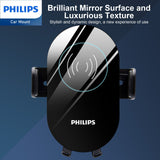 Philips 15W Qi Wireless Fast-Charging Car Mount fit for iPhone 16 15 14 13 12 11 Pro Max Xs, Samsung Galaxy S23 Ultra S22 S21 S20, S10+ S9+ Note 9, etc DLK3525Q