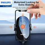 Philips 15W Qi Wireless Fast-Charging Car Mount fit for iPhone 16 15 14 13 12 11 Pro Max Xs, Samsung Galaxy S23 Ultra S22 S21 S20, S10+ S9+ Note 9, etc DLK3525Q