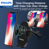 Philips Wireless Car Charger, 15W Qi Fast Charging Car Charger Phone Mount , Auto-Clamping Phone Holder with Suction Cup Holder & Air Vent Clip, fit for iPhone 14 13 12 11 Pro Max Xs, Samsung Galaxy S23 Ultra S22 S21 S20, S10+ S9+ Note 9, etc DLK3525Q