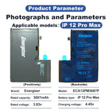 Energizer for iPhone12 Pro Max 3687mAh High Capacity Battery Replacement A2342 etc.with Battery Installation Toolkit