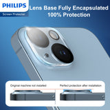 Philips Camera Lens Protector for iPhone 15/15 Plus, HD 360°Protection Tempered Glass Explosion-proof Screen Protector, Case Friendly No-Bubble HD Clear Camera Lens Screen Protector【Anti-Scratch】【Anti-Fingerprint】DLK5206