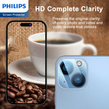 Philips Camera Lens Protector for iPhone 15/15 Plus, HD 360°Protection Tempered Glass Explosion-proof Screen Protector, Case Friendly No-Bubble HD Clear Camera Lens Screen Protector【Anti-Scratch】【Anti-Fingerprint】DLK5206