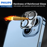 Philips Camera Lens Protector for iPhone 15/15 Plus, HD 360°Protection Tempered Glass Explosion-proof Screen Protector, Case Friendly No-Bubble HD Clear Camera Lens Screen Protector【Anti-Scratch】【Anti-Fingerprint】DLK5206