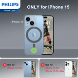 Philips Magnetic Case for iPhone 15, Anti-Scratch Ultra Crystal Clear Back Case with MagSafe, Shockproof Hard PC Back & Soft TPU, Non-Yellowing Full Bumper Protective Protection Phone Cover Case DLK6116TG