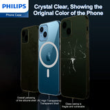 Philips Magnetic Case for iPhone 15, Anti-Scratch Ultra Crystal Clear Back Case with MagSafe, Shockproof Hard PC Back & Soft TPU, Non-Yellowing Full Bumper Protective Protection Phone Cover Case DLK6116TS