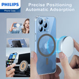 Philips Magnetic Case for iPhone 15 Pro, Anti-Scratch Ultra Crystal Clear Back Case with MagSafe, Shockproof Hard PC Back & Soft TPU, Non-Yellowing Full Bumper Protective Protection Phone Cover Case DLK6118TG