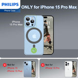 Philips Magnetic Case for iPhone 15 Pro Max, Anti-Scratch Ultra Crystal Clear Back Case with MagSafe, Shockproof Hard PC Back & Soft TPU, Non-Yellowing Full Bumper Protective Protection Phone Cover Case DLK6119TG