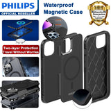 Philips iPhone 15 Armor Magnetic Case with MagSafe, Bumper Shell with Lanyards, Heavy Duty Dual-Layer Shockproof Drop Protection Phone Case for Men Women【Anti-Slip】【Dustproof】【Shockproof】- Black DLK6120B