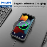 Philips iPhone 15 Full Protection Waterproof Case with MagSafe, Built-in Tempered Glass Camera Lens Protector，360° Body Heavy Duty Protective Phone Case【Dustproof】【Shockproof】【Snow Proof】- Black DLK6207B