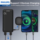 Philips 10000mAh PD Power Bank 5V/3A with Dual USB A and USB-C Input Ports, Portable Charger Battery Pack Fast Charging Universal Power Bank Black DLP1810CB/00