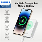 Philips 10000mAh MagSafe Wireless Charging Power Bank White DLP2717QA