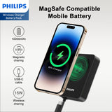 Philips 10000mAh MagSafe Wireless Charging Power Bank Black DLP2717QB