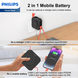 PHILIPS 10 in 1 Power Bank Wireless 10000mAh 20W Travel Charger with AU, EU, UK Adapter