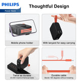 PHILIPS 10 in 1 Power Bank Wireless 10000mAh 20W Travel Charger with AU, EU, UK Adapter