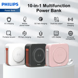 PHILIPS 10 in 1 Power Bank Wireless 10000mAh 20W Travel Charger with AU, EU, UK Adapter