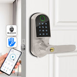 Buckko Locks S210 Smart Lever Lock for Doors with Fingerprint PIN RFID App Key Silver