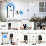 Buckko Locks S210 Smart Lever Lock for Doors with Fingerprint PIN RFID App Key Silver