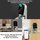 Buckko Locks S210 Smart Lever Lock for Doors with Fingerprint PIN RFID App Key Silver