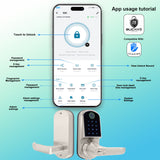 Buckko Locks S210 Smart Lever Lock for Doors with Fingerprint PIN RFID App Key Silver