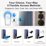Buckko Locks Y22 Smart Lever Lock for Doors Fingerprint PIN RFID App Key Silver