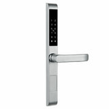 Buckko Locks Smart Lever Lock for Doors Fingerprint Code Card App Key Silver