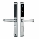Buckko Locks Smart Lever Lock for Doors Fingerprint Code Card App Key Silver