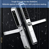Buckko Locks Smart Lever Lock for Doors Fingerprint Code Card App Key Silver