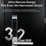 Buckko Locks Smart Lever Lock for Doors Fingerprint Code Card App Key Silver