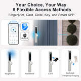 Buckko Locks Smart Knob Lock for Internal Doors Fingerprint PIN RFID App Key Silver