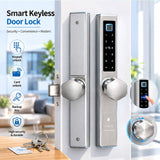 Buckko Locks Smart Knob Lock for Internal Doors Fingerprint PIN RFID App Key Silver